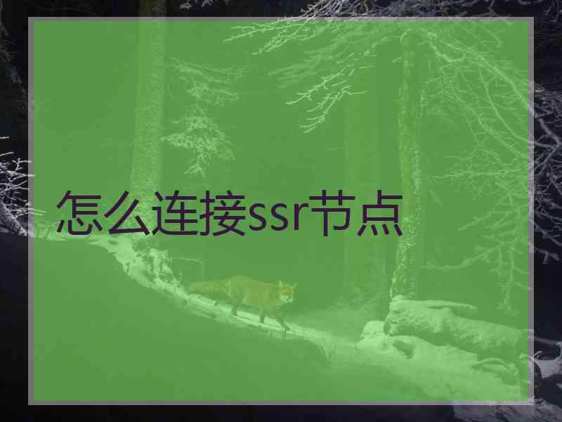 怎么连接ssr节点
