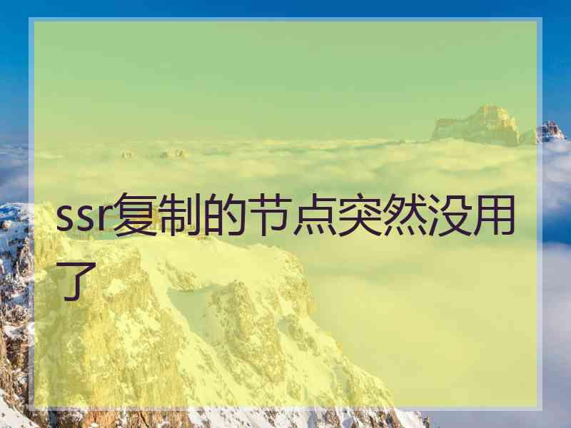 ssr复制的节点突然没用了